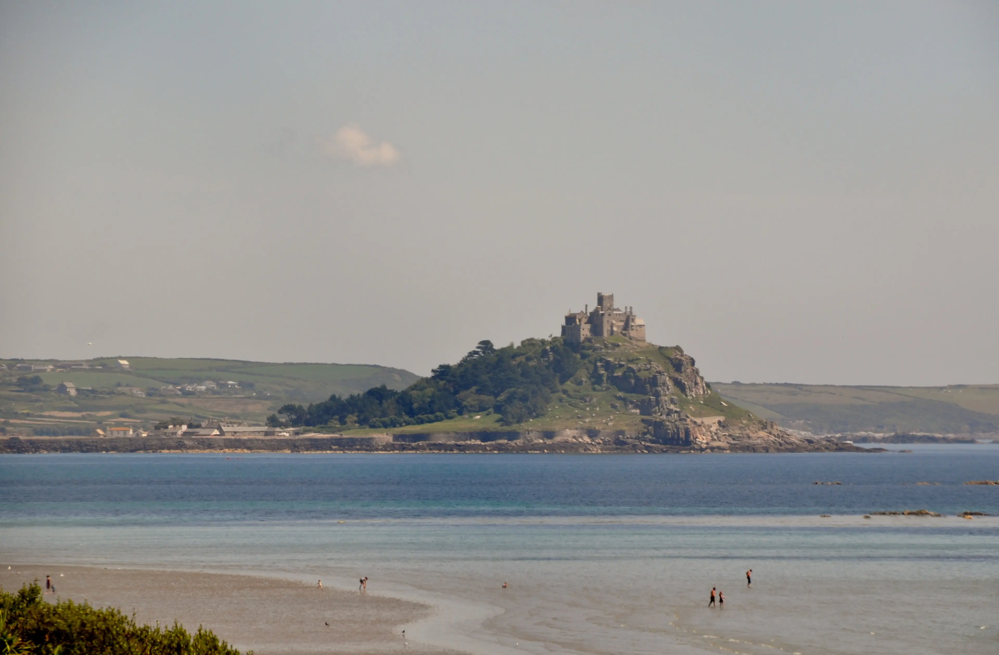 St Michael's Mount — the castle on its tidal island in Mount's Bay, connected to Marazion by a granite causeway at low tide.